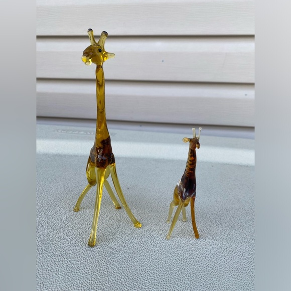 Russian Hand Blown Art Glass Giraffes Figures Mom and Baby - Picture 6 of 10